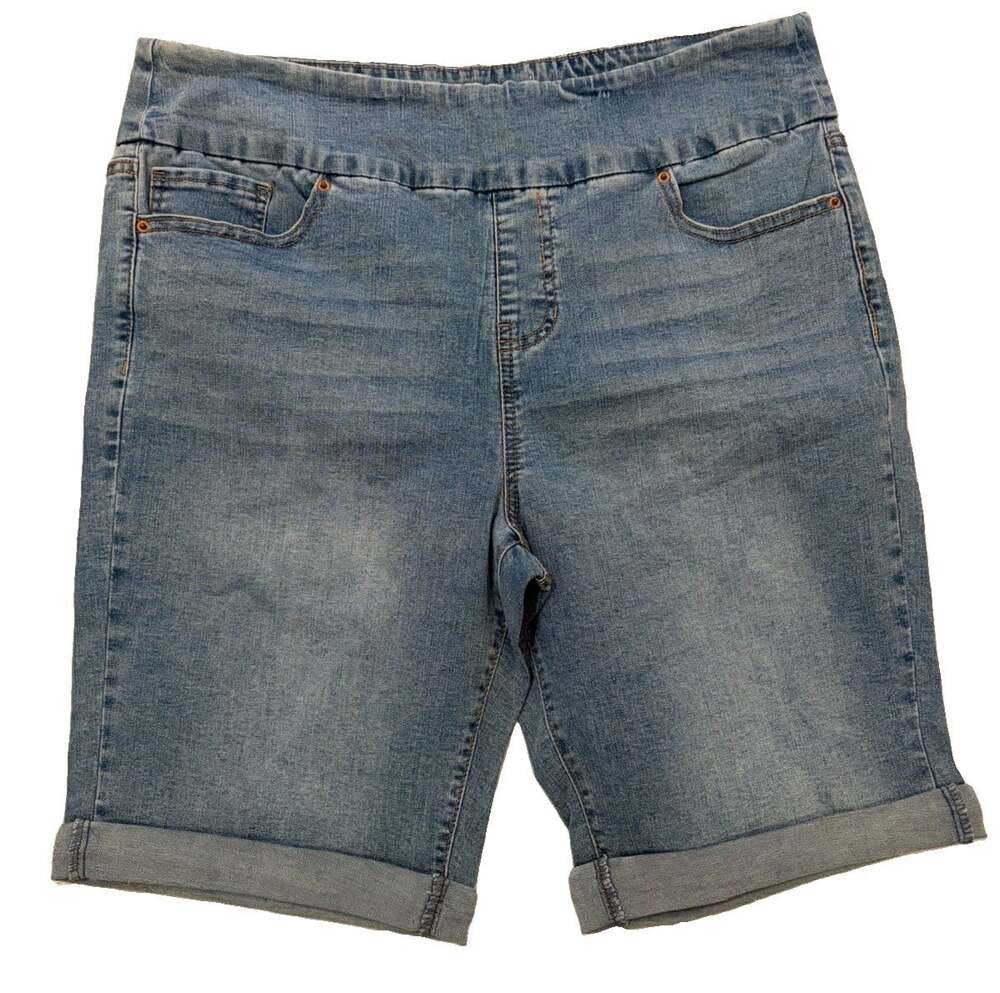 Terra & Sky Shorts Women’s 0x(14W) Light Wash Pull On Cuffed